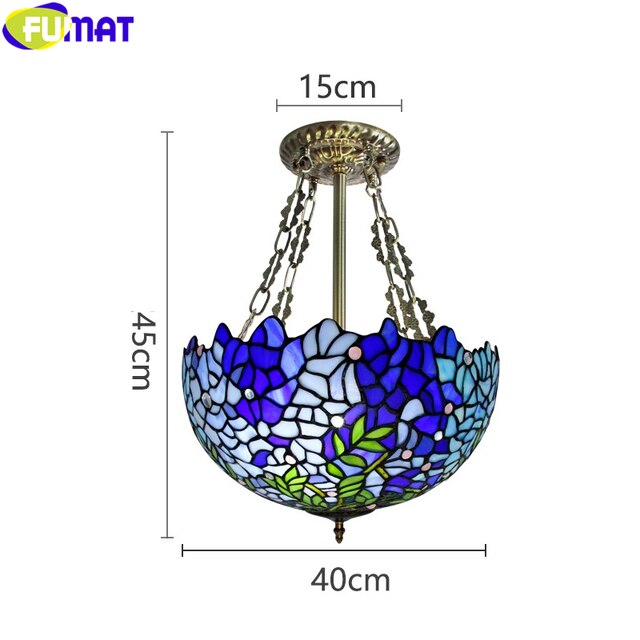 FUMAT Tiffany Style Wisteria 16 Inches Ceiling Lamp Stained Glass WC020807